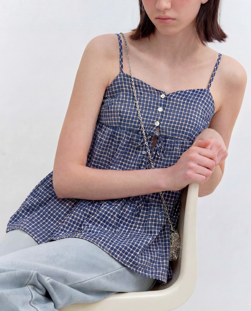 Summer Check Dress (Navy)