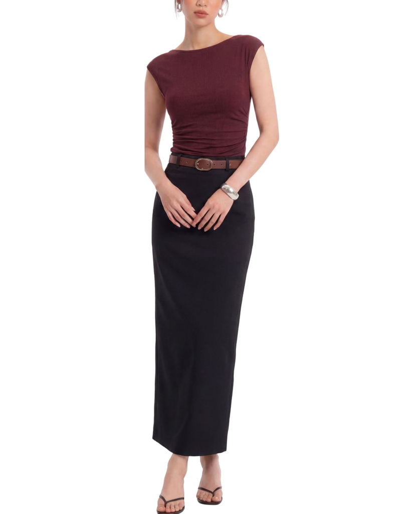 The Belted Long Skirt (Black, XS)
