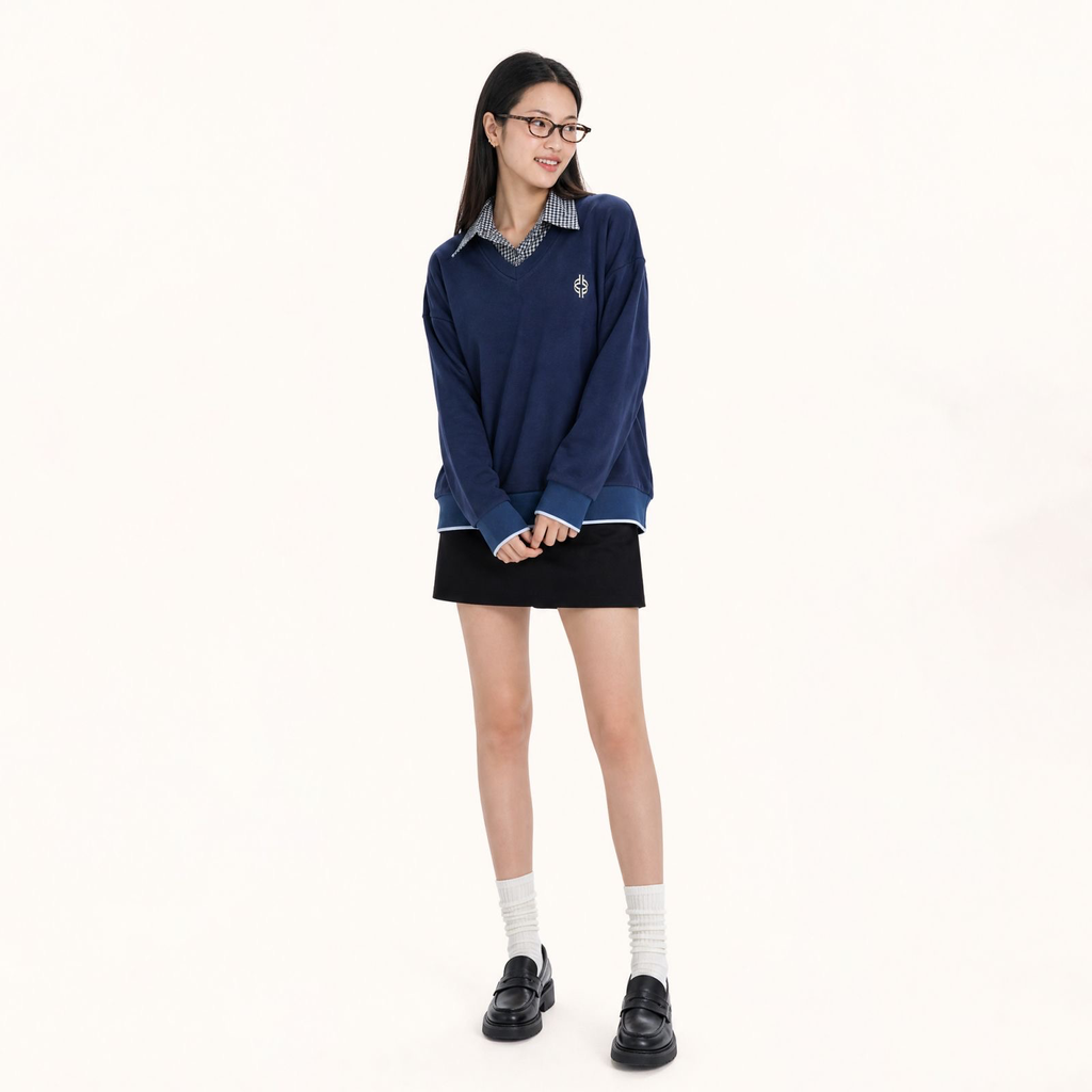 Layered Collar Sweatshirt