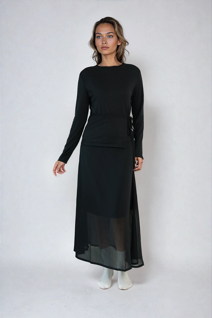 [SH10250398BKXS] Cherry Veil Top (Black, XS)